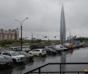 epa10149538 The Lakhta Centre business tower, the headquarters of Russian energy corporation Gazprom, in St. Petersburg, Russia, 31 August 2022. 'Supply via Nord Stream 1 has been completely stopped, today scheduled preventive work is starting at the gas pumping unit', the energy giant said in a statement. Gazprom reported earlier that gas flow through the Nord Stream 1 would come to a complete halt from 04:00 Moscow time on 31 August to 04:00 Moscow time on 03 September.  EPA/ANATOLY MALTSEV