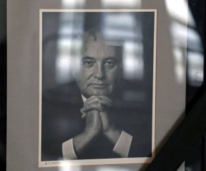 epa10154908 A view of a portrait of late former Soviet president Mikhail Gorbachev in his office in the Gorbachev Foundation headquarters in Moscow, Russia, 02 September 2022. Former Soviet leader Mikhail Gorbachev died on 30 August 2022 at the age of 91 in Moscow Central Clinical Hospital. Gorbachev initiated numerous reforms during his tenure. He signed a nuclear arms treaty with the United States and withdrew the Soviet Union from the Soviet-Afghan war. His policies created freedom of speech and press, and decentralized fiscal policy planning and execution to increase efficiency. Gorbachev was the last leader of the Soviet Union, overseeing Russia transition from one party rule to a fragile democracy. The farewell to Mikhail Gorbachev will take place on 03 September in the Hall of Columns of the House of Trade Unions in Moscow, reserved for illustrious personalities.  EPA/MAXIM SHIPENKOV