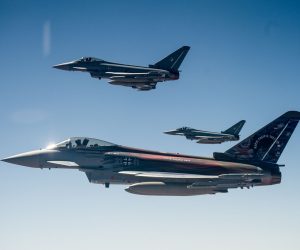 epa10156118 Three German Luftwaffe's Eurofighter Typhoon aircraft flies alongside a Multinational Multi Role Tanker Transport Airbus A330, during the Australian Defence Force’s Exercise Pitch Black in the skies above the Northern Territory, Australia, 02 September 2022. The NATO-nation flown air-to-air refueller has come to the Top End to train with 100 other military aircraft from 17 nations to increase interoperability.  EPA/AARON BUNCH   AUSTRALIA AND NEW ZEALAND OUT