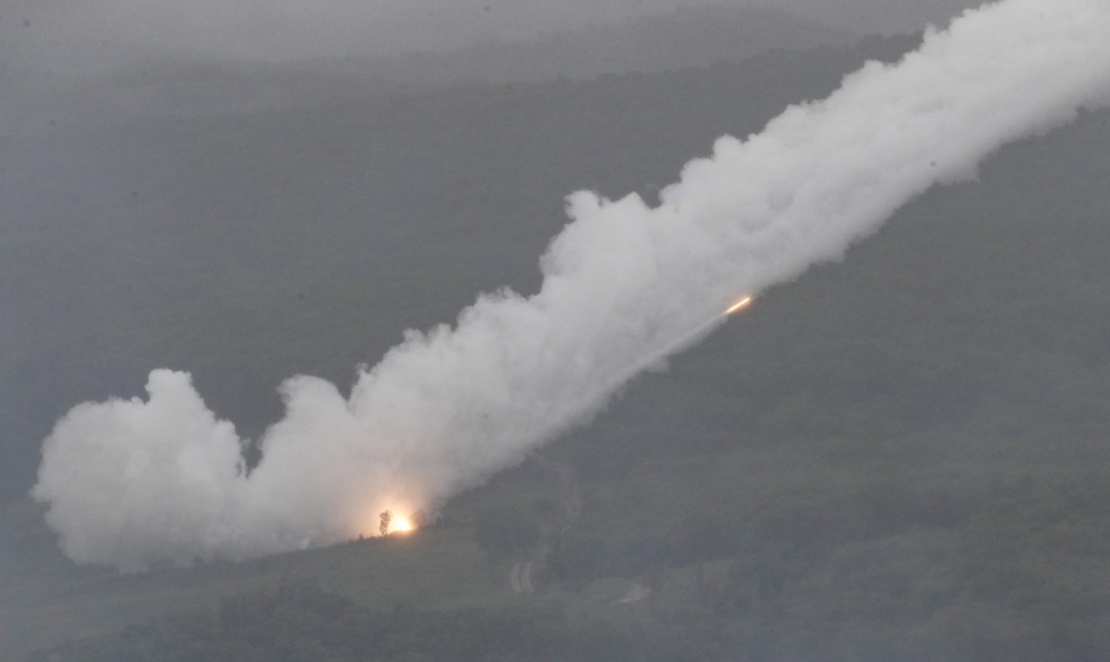 epa10163221 A Russian Uragan self-propelled 220 mm multiple rocket launcher takes part in the Vostok 2022 strategic command and staff exercise at the Sergeyevsky training ground outside Ussuriysk, Primorsky territory, in the Russian Far East, Russia, 06 September 2022. The Vostok 2022 strategic command and staff exercise will take place from 01 to 07 September 2022 and will involve over 50,000 servicemen and more than 5,000 units of weapons and military equipment.  EPA/YURI KOCHETKOV