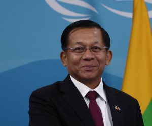 epa10166145 Russian President Vladimir Putin (R) shakes hands with Myanmar's Prime Minister Min Aung Hlaing, during a meeting on the sidelines of the 2022 Eastern Economic Forum (EEF) in Vladivostok, Russia, 07 September 2022.  EPA/VALERIY SHARIFULIN / KREMLIN POOL MANDATORY CREDIT
