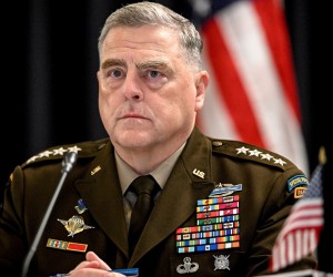 epa10169378 Chairman of the Joint Chiefs of Staff of the United States, US General Mark Milley attends the fifth meeting of Ministers of Defense at the US Air Base in Ramstein, Germany, 08 September 2022. The US Secretary of Defense Austin has invited Ministers of Defense and senior military officials from around the world to Ramstein to discuss the ongoing crisis in Ukraine and various security issues facing US allies and partners.  EPA/SASCHA STEINBACH