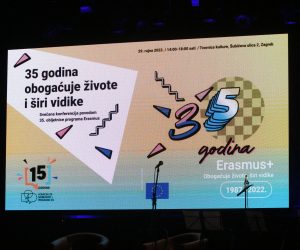 Zagreb, 29.09.2022. - Sveèana konferencija odrana je povodom 35. obljetnice programa Erasmus i 15 godina rada Agencije za mobilnost i programe Europske unije. Konferenciju je otvorila ravnateljica Agencije Antonija Gladoviæ, dravna tajnica za demografiju i mlade eljka Josiæ, predsjednica saborskog Odbora za znanost, obrazovanje i kulturu Vesna Bedekoviæ te Ivica uak, izaslanik predsjednika Vlade RH i dravni tajnik Ministarstva znanosti i obrazovanja. foto HINA /Zvonimir KUHTIÆ/ kuzo