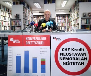 06.05.2022., Zagreb - Knjiznica Bogdana Ogrizovica. Udruga Franak odrzala je konferenciju za novinare na temu "Presuda Suda EU C-567/20 o pravima korisnika kredita koji su konvertirali kredite iz valute CHF u EUR". Na konferenciji su govorili: Elvir Sudar, Vlado Ivkic, Srdjan Kalibota, Goran Aleksic, Ana Herman, Jasna Cekada. Photo: Sanjin Strukic/PIXSELL