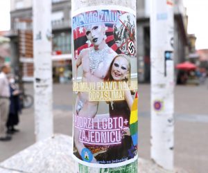 09.09.2022., Zagreb - Na Trgu bana Jelacica pojavili su se provokativni plakati koji, sudeci po grbu grada Zagreba i tekst Zagreb za jednakost, pokusavaju gradsku vlast povezati sa pedofilijom i povecanim priljevom izbjeglica u metropolu. Uz provokativne fotografije, na jednom plakatu pise "Podrzite LGBTQ+ zajednicu - Djeca imaju pravo na ljubav s odraslima!", a na drugom "Privatimo migrante zajedno - Dobro dosli novi hrvati".
 Photo: Patrik Macek/PIXSELL