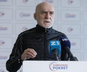 16.02.2022., Zagreb - Ivan Penava, predsjednik Domovinskog pokreta, odrzao sa suradnicima konferenciju za medije. Tema konferencije za medije je aktualna politicka i ekonomska situacija u Hrvatskoj. Uz predsjednika stranke DP konferenciji su nazocili i demograf Stjepan Sterc i zamjenik DP Mario Radic. Photo: Robert Anic/PIXSELL