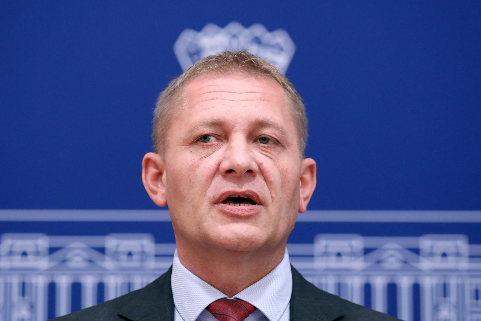 20.09.2022., Zagreb - Na konferenciji za medije odrzanoj u Saboru zastupnik Kreso Beljak govorio je o temi "Upozorenje Vladi na vec pripremljenu pljacku od 2,5 milijarde kn u jednom drzavnom poduzecu u 100%-tnom vlasnistvu drzave i pod izravnom kontrolom Vlade RH".
 Photo: Patrik Macek/PIXSELL
