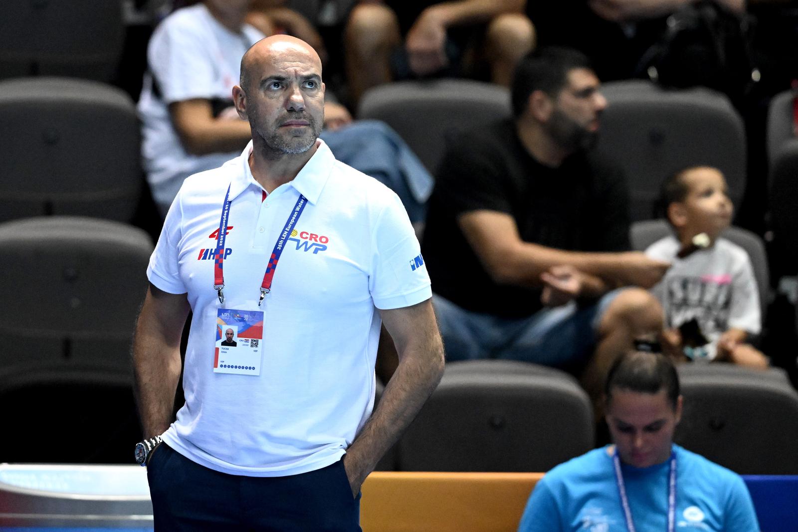 29.08.2022., Spaladium Arena, Split - LEN Europsko prvenstvo u vaterpolu za muskarce, skupina B, Malta - Hrvatska. Izbornik Hrvatske Ivica Tucak Photo: Marko Lukunic/PIXSELL