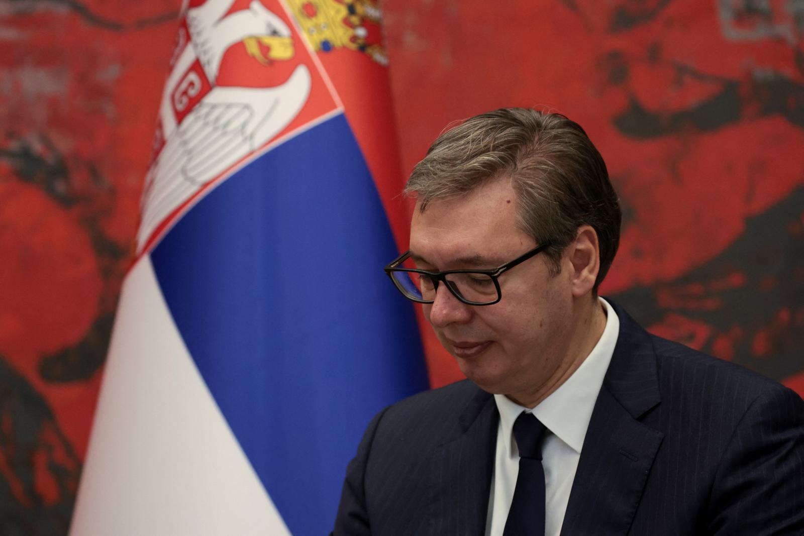 Serbian President Aleksandar Vucic meets with Turkey's President Tayyip Erdogan (not pictured) during his visit to Belgrade, Serbia September 7, 2022. REUTERS/Marko Djurica Photo: MARKO DJURICA/REUTERS