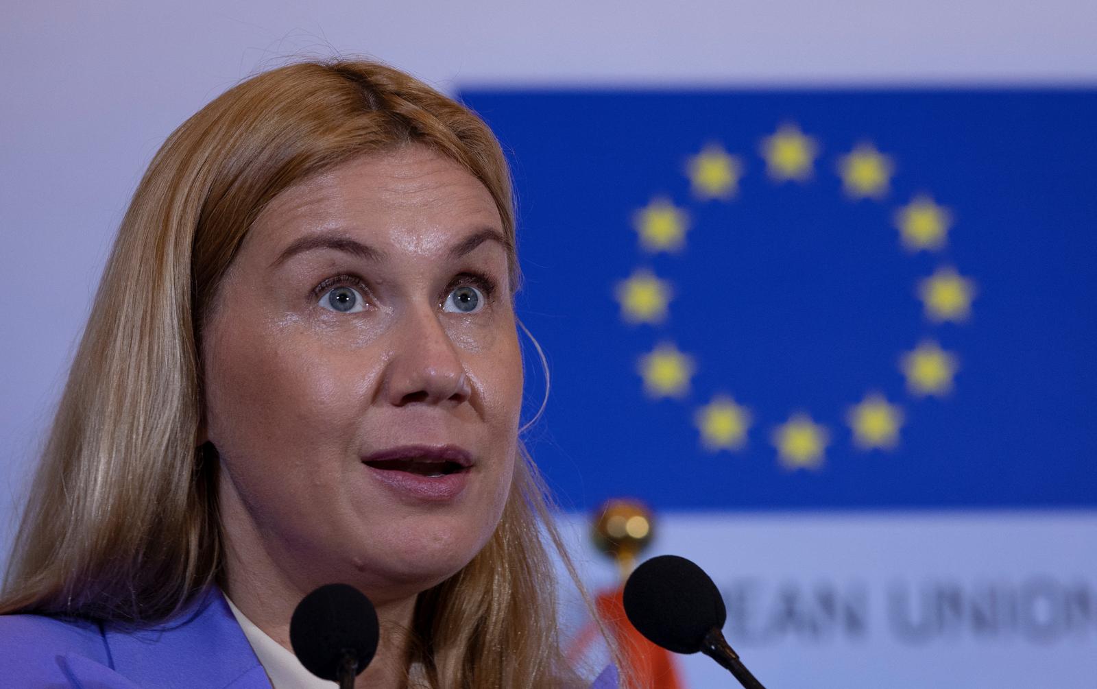 European Commissioner for Energy Kadri Simson speaks during a conference on Solar Energy in New Delhi, India, September 7, 2022. REUTERS/Adnan Abidi Photo: ADNAN ABIDI/REUTERS