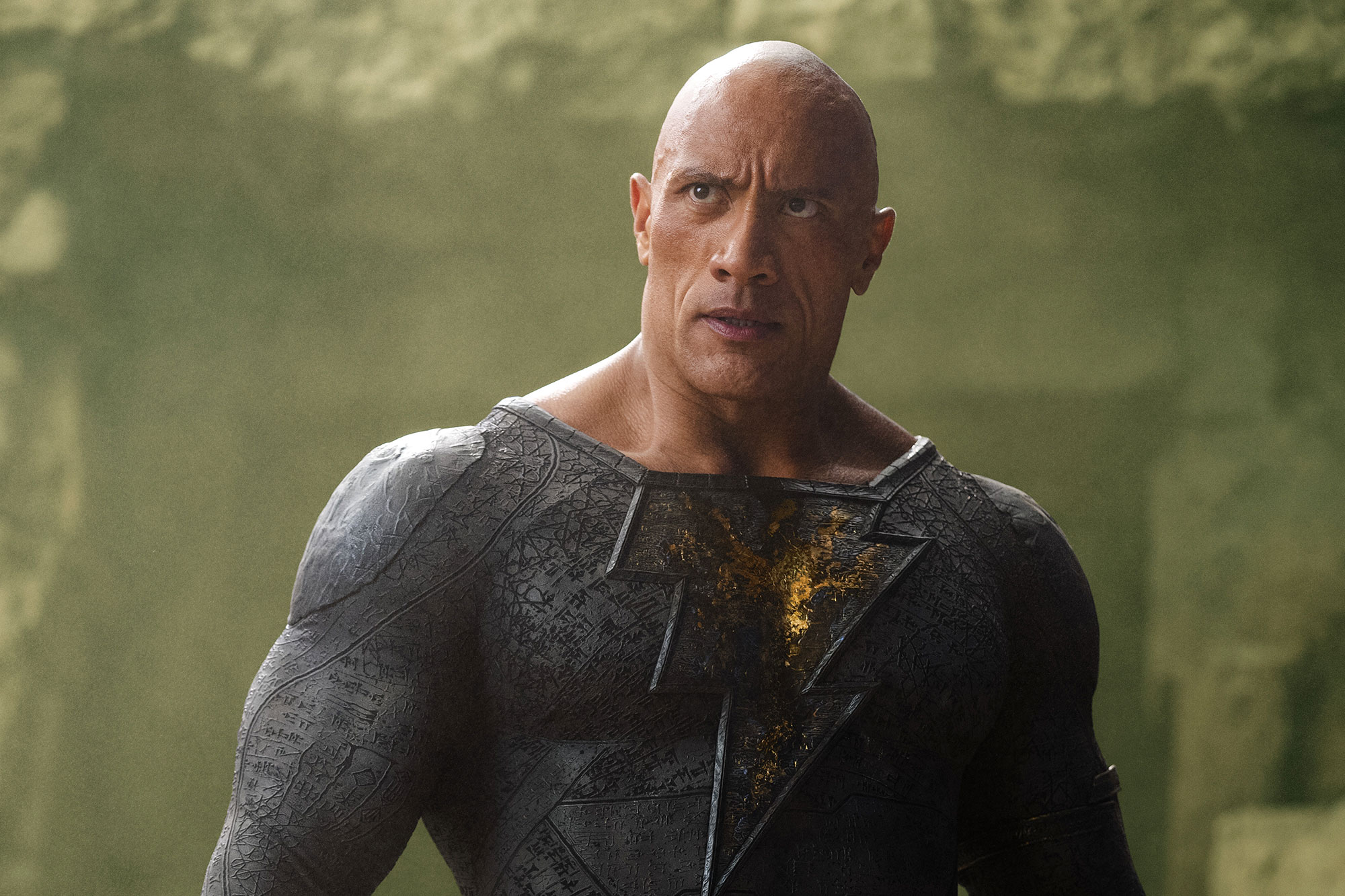 BLACK ADAM

 Copyright: © 2022 Warner Bros. Entertainment Inc. All Rights Reserved.

 Photo Credit: Frank Masi

 Caption: DWAYNE JOHNSON as Black Adam in New Line Cinema’s action adventure “BLACK ADAM,” a Warner Bros. Pictures release.
