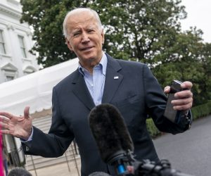epa10221322 US President Joe Biden delivers remarks to the news media prior to boarding Marine One on the South Lawn of the White House in Washington, DC, USA, 03 October 2022. President Biden and the First Lady are traveling to Puerto Rico to receive a briefing, meet with families and community leaders, and participate in a service project following the island wide damage from hurricane Fiona.  EPA/SHAWN THEW