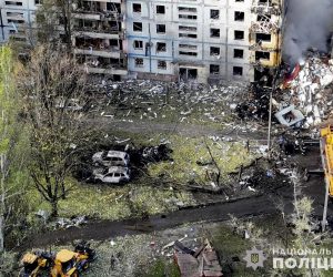 epa10232719 A handout photo made available by the National Police press service shows Ukrainian rescuers work at the site of a private building in the aftermath of a shelling in Zaporizhzhia, Ukraine, 09 October 2022. At least 17 persons were killed and 49 injured as Anatoly Kurtev, Secretary of the Zaporizhzhia City Council said. A 9-storey building and five private houses were partially destroyed. More than 50 high-rise buildings and 20 private sector buildings were damaged according to the Ukrainian Security Service. Russian troops entered Ukraine on 24 February 2022 starting a conflict that has provoked destruction and a humanitarian crisis.  EPA/UKRAINE NATIONAL POLICE HANDOUT  HANDOUT EDITORIAL USE ONLY/NO SALES