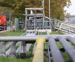 epa10236049 Pipelines of an unloading station for cargo ships with various fuels, at the new harbor in Speyer, Germany, 11 October 2022. EU ministers are expected to meet in the Czech capital Prague on 12 October, to discuss actions to tackle high energy prices as the block progresses in diversifying away from dependency from Russia's fossil fuels and turning towards other suppliers. The topics of the meeting will include hydrogen, energy preparedness for the upcoming winter as well as a possible revision of the electricity market.  EPA/RONALD WITTEK
