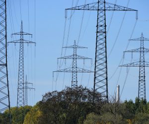epa10238594 Electric Power lines stand near Phillipsburg, Germany, 12 October 2022. EU ministers are expected to meet in the Czech capital Prague on 12 October, to discuss actions to tackle high energy prices as the block progresses in diversifying away from dependency from Russia's fossil fuels and turning towards other suppliers. The topics of the meeting will include hydrogen, energy preparedness for the upcoming winter as well as a possible revision of the electricity market.  EPA/RONALD WITTEK