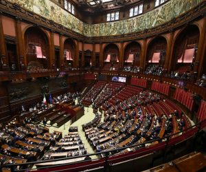 epa10240223 The hall of Montecitorio during the election of the Speaker of the Italian Chamber of Deputies during the XIX legislature in Rome, Italy, 13 October 2022.  EPA/RICCARDO ANTIMIANI
