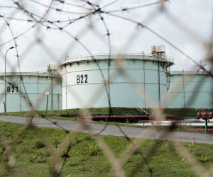 epa10243739 Oil tanks at TotalEnergies fuel depot in Mardyck near Dunkerque, France, 14 October 2022. Since 27 September, General Confederation of Labour (CGT) and other trade unions have been on strike to improve working conditions in the face of inflation. The strike at refineries affected the country's domestic fuel output and caused shortage at French gas stations.  EPA/TERESA SUAREZ