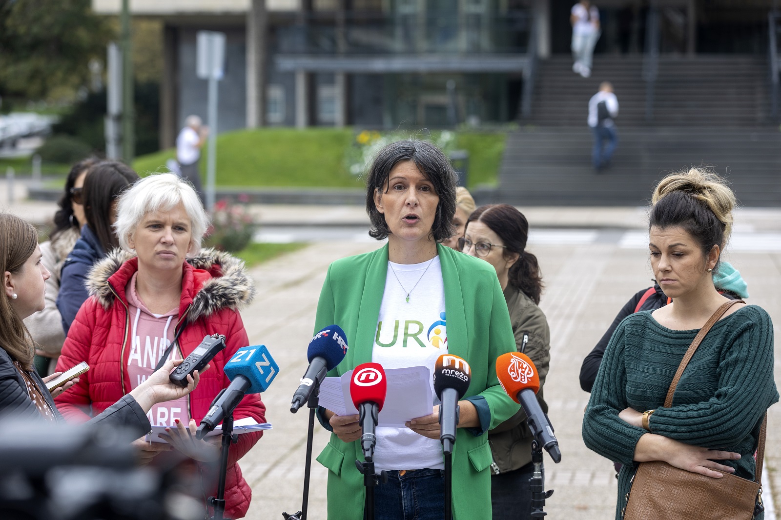 Zagreb, 24.10.2022 -   Konferencija za medije Hrvatske udruge roditelja odgojitelja (HURO) povodom predavanja Obavijesti radi ocjene zakonitosti općeg akta na Visoki upravni sud RH. Na slici Ana Marija Berbić Lacko.
Foto Hina/ Dario GRZELJ/ dag