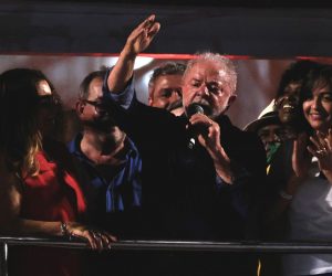 epa10276376 Brazilian President-elect Luiz Inacio Lula da Silva delivers a speech during a celebration with his supporters after his victory in the second round of presidential elections, at the Paulista Avenue in Sao Paulo, Brazil, 30 October 2022. Former President Luiz Inácio Lula da Silva won the second round of the presidential elections in Brazil with 50.83 percent of the vote against the 49.17 percent obtained by the current president, Jair Bolsonaro, with 98.81 percent of the ballot boxes counted.  EPA/Ettore Chiereguini