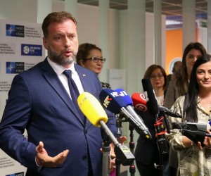 03.10.2022., Zagreb - Ministar vanjskih i europskih poslova Gordan Grlic Radman, ministar obrane Mario Banozic i pravobraniteljica za ravnopravnost spolova Visnja Ljubicic, sudjelovali su na predstavljanju nacionalnog spota kampanje „WE ARE NATO“ Photo: Matija Habljak/PIXSELL