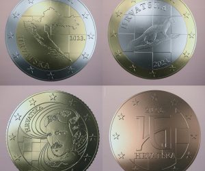 04.02.2022.,  Zagreb - Guverner Hrvatske narodne banke (HNB) Boris Vujcic dodijelio je nagrade autorima najuspjesnijih dizajnerskih rjesenja hrvatskih eurokovanica. Nagradjeni dizajneri kovanica, Ivan Sivak, Stjepan Pranjkovic, Ivan Domagoj Racic, Maja Skripelj. Photo: Igor Kralj/PIXSELL