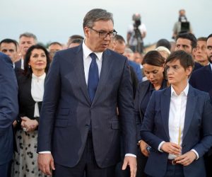 04, August, 2021, Belgrade - Marking the Day of Remembrance of all killed and expelled Serbs in the armed action "Storm" in the settlement of Busije, which is attended by the President of the Republic of Serbia Aleksandar Vucic, the Prime Minister of Serbia Ana Brnabic with members of the government. Aleksandra Vucic, Ana Brnabic. Photo: Antonio Ahel/ATAImages"n"n04, avgust, 2021, Beograd - Obelezavanje Dana secanja na sve stradale i prognane Srbe u oruznoj akciji "Oluja" u  naselju Busije kojem prisustvuju predsednik Republike Srbije Aleksandar Vucic, predsednica Vlade Srbije Ana Brnabic sa clanovima vlade. Photo: Antonio Ahel/ATAImages