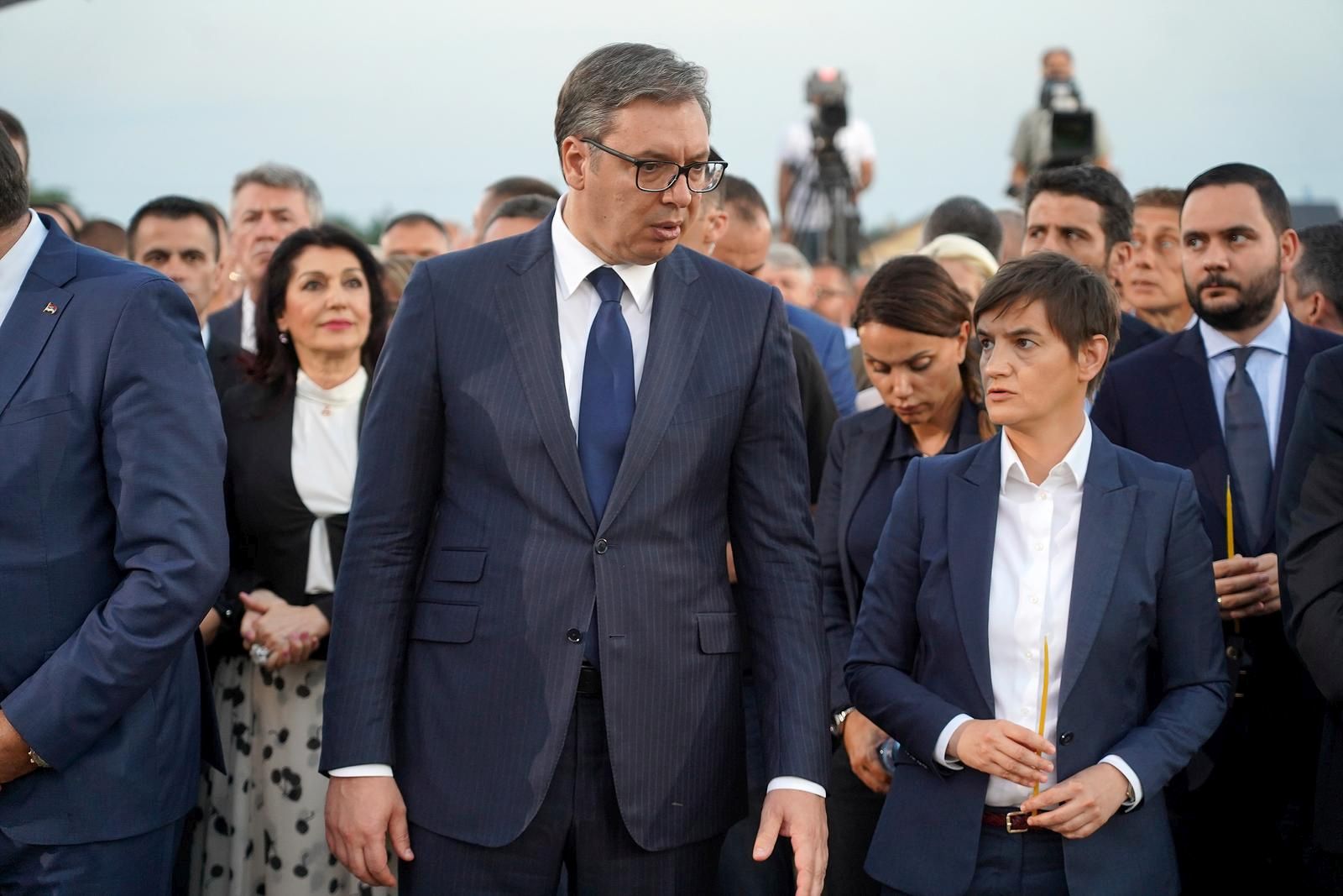 04, August, 2021, Belgrade - Marking the Day of Remembrance of all killed and expelled Serbs in the armed action "Storm" in the settlement of Busije, which is attended by the President of the Republic of Serbia Aleksandar Vucic, the Prime Minister of Serbia Ana Brnabic with members of the government. Aleksandra Vucic, Ana Brnabic. Photo: Antonio Ahel/ATAImages"n"n04, avgust, 2021, Beograd - Obelezavanje Dana secanja na sve stradale i prognane Srbe u oruznoj akciji "Oluja" u  naselju Busije kojem prisustvuju predsednik Republike Srbije Aleksandar Vucic, predsednica Vlade Srbije Ana Brnabic sa clanovima vlade. Photo: Antonio Ahel/ATAImages
