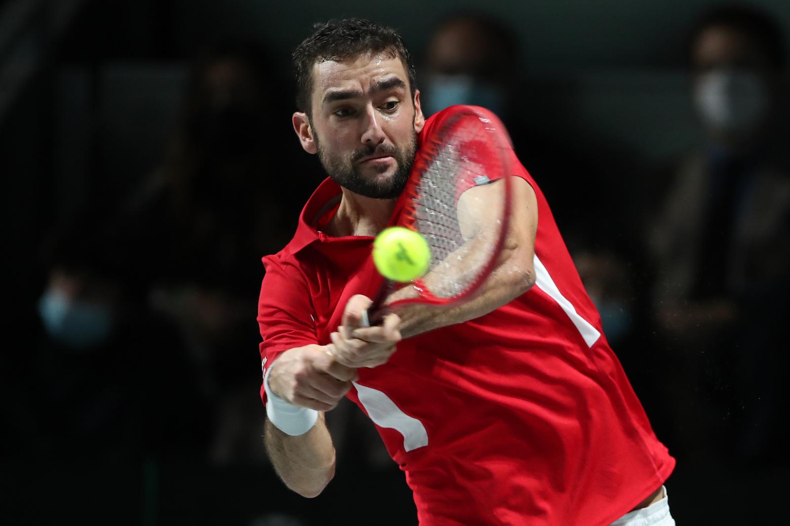 05.12.2021., Arena Madrid, Madrid, Spanjolska - Davis kup, finale, Hrvatska - Rusija. Marin Cilic  Photo: Sanjin Strukic/PIXSELL