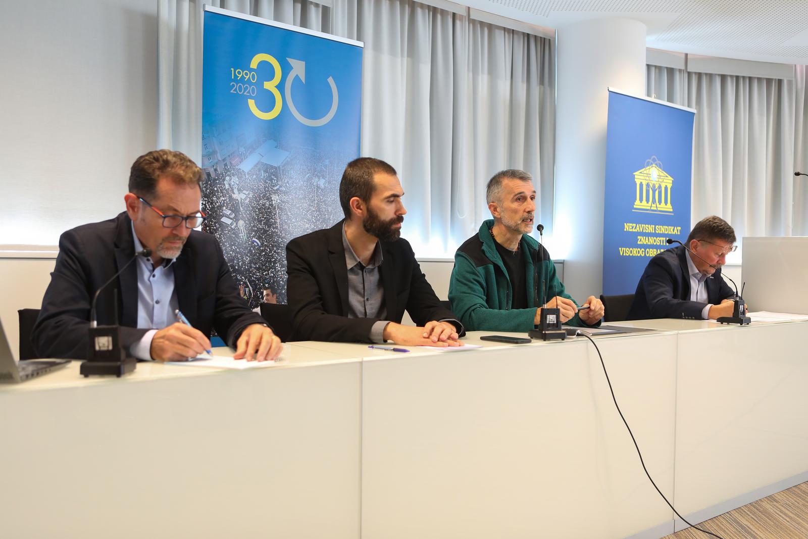 06.10.2022., Zagreb - Konferencija za medije sindikata na temu: Nedostatci novog Zakona o visokom obrazovanju i znanosti. Photo: Zeljko Hladika/PIXSELL