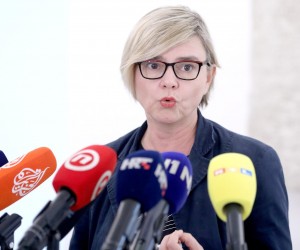 06.10.2022., Zagreb - Na konferenciji za medije odrzanoj u Saboru zastupnica Sandra Bencic komentirala je sjednicu Antikorupcijskog vijeca.
.
 Photo: Patrik Macek/PIXSELL