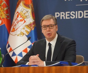 08, October, 2022, Belgrade - The President of the Republic of Serbia, Aleksandar Vucic, addressed the citizens at the Palace of Serbia. Aleksandar Vucic. Photo: M.M./ATAImages

08, oktobar, 2022, Beograd - Predsednik Republike Srbije Aleksandar Vucic obratio se gradjanima u Palati Srbija.   Photo: M.M./ATAImages/PIXSELL