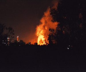 09.10.2018., Slavonski Brod - U rafineriji u Bosanskom brodu doslo je do velike eksplozije koja se osjetila i u Slavonskom Brodu. "nPhoto: Ivica Galovic/PIXSELL