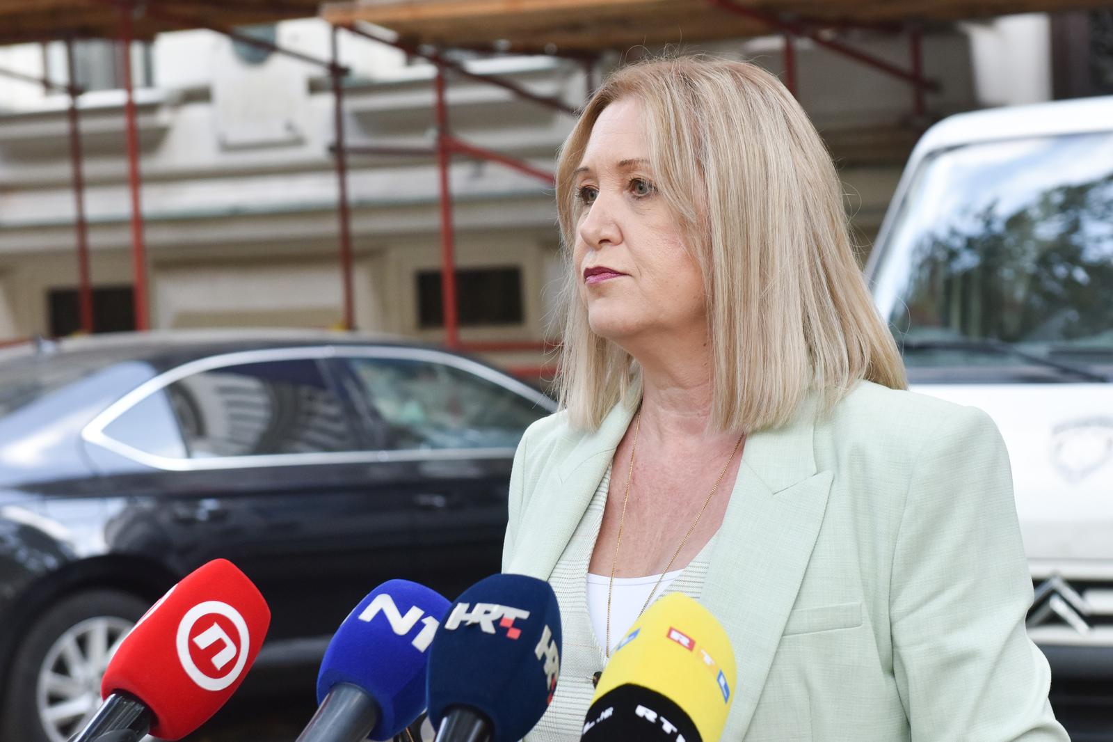 11.10.2022., Zagreb - Na Zupanijskom sudu odrzano je rociste za uhicene direktore u aferi plin Vladu Mandica i Stjepana Leku. Nakon rocista odvjetici i tuziteljica dali su kratke izjave. Photo: Davorin Visnjic/PIXSELL