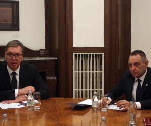 14, October, 2021, Belgrade - The President of the Republic of Serbia, Aleksandar Vucic, talked with the Minister of the Interior, Aleksandar Vulin, the State Secretary of the Ministry of Justice, Bojana Scepanovic, the Republic Public Prosecutor Zagorka Dolovac and the Prosecutor for War Crimes Snezana Stanojkovic about Serbia's initiative Bosnia and Herzegovina. Aleksandar Vucic, Aleksandar Vulin.   14, oktobar, 2021, Beograd - Predsednik Republike Srbije Aleksandar Vucic razgovarao je sa ministrom unutrasnjih poslova Aleksandrom Vulinom, drzavnim sekretarom Ministarstva pravde Bojanom Scepanovic, Republickim javnim tuziocem Zagorkom Dolovac i Tuziocem za ratne zlocine Snezanom Stanojkovic o inicijativi Srbije za unapredjenje medjunarodne saradnje i medjudrzavne pravne pomoci u regionu, a posebno u Bosni i Hercegovini.  Photo: A.K./PIXSELL