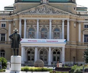 17.07.2022., Rijeka - Na HNK Ivan pl Zajc uoci nove sezone postavljen natpis "Nova sezona 2022./2023. transformacije".  Photo: Goran Kovacic/PIXSELL