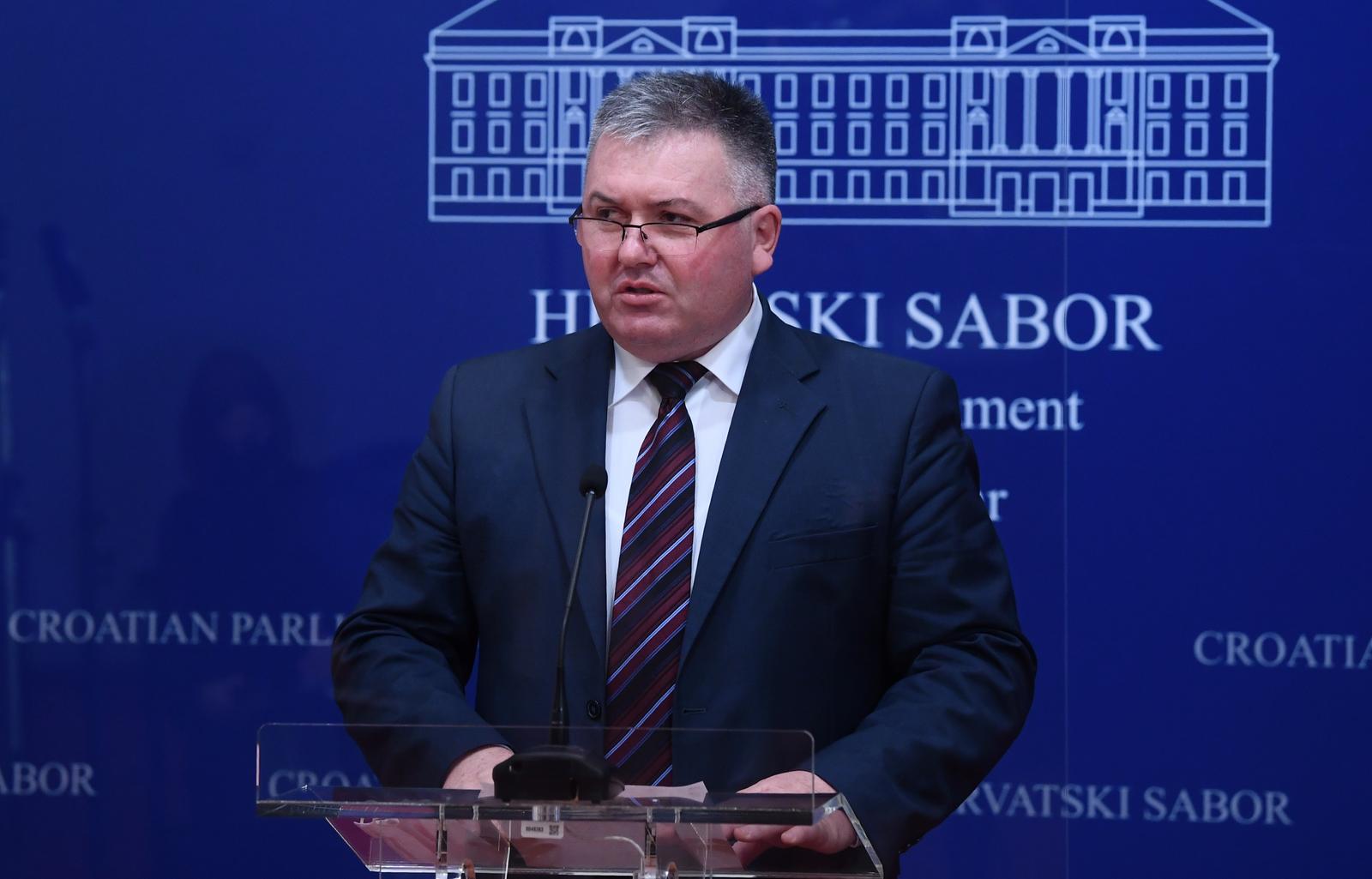 19.02.2021., Zagreb - Sabor, konferencija za medije Kluba zastupnika HSS-a i HSU-a, Zakon o sjemenu, sadnom materijalu i priznavanju sorti poljoprivrednog bilja, Zeljko Lenart."nPhoto: Marko Lukunic/PIXSELL