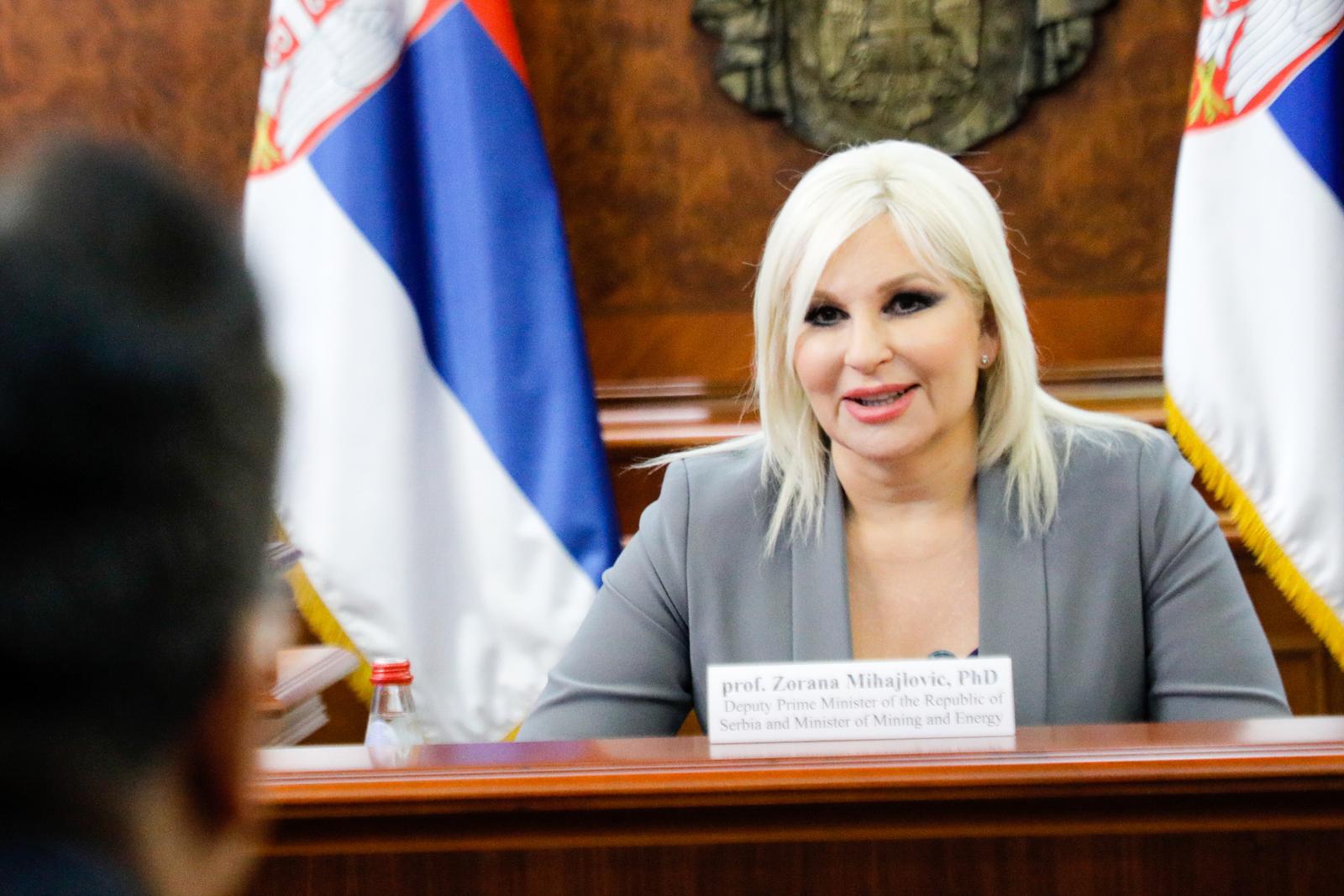 19, September, 2022, Belgrade - The Vice-President of the Government of Serbia and the Minister of Mining and Energy, Zorana Mihajlovic, spoke with the delegation of Power Cajna about the possibilities for cooperation on projects in the field of renewable energy sources. Zorana Mihajlovic. Photo: Zoran Petrovic/MRE/ATAImages

19, septembar, 2022, Beograd - Potpredsednica Vlade Srbije i ministarka rudarstva i energetike, Zorana Mihajlovic, razgovarala sa delegacijom kompanije Pauer Cajna o mogucnostima za saradnju na projektima u oblasti obnovljivih izvora energije. Photo: Zoran Petrovic/MRE/ATAImages