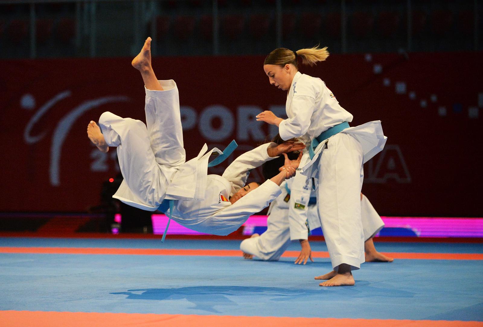 23.05.2021., Porec - Europsko prvenstvo u karateu, finalna natjecanja. Kategorija Femail team kata, karatistice Spanjolske."nPhoto: Sasa Miljevic / PIXSELL