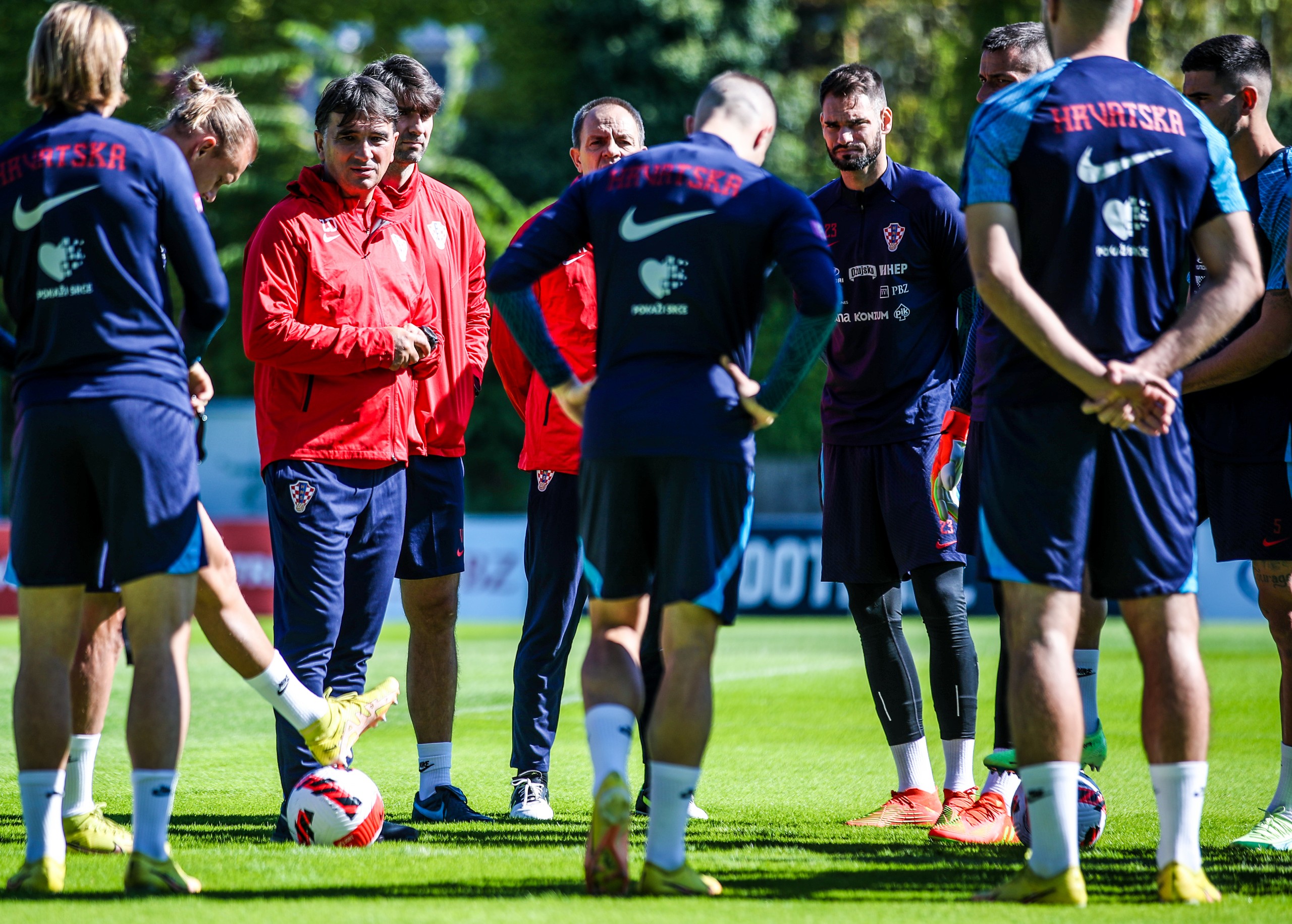 23.09.2022., Zagreb - Trening hrvatske nogometne reprezentacije na terenu Hitrec Kacian. Izbornik Zlatko Dalic, Vedran Corluka, Marijan Mrmic.
  Photo: Slavko Midzor/PIXSELL