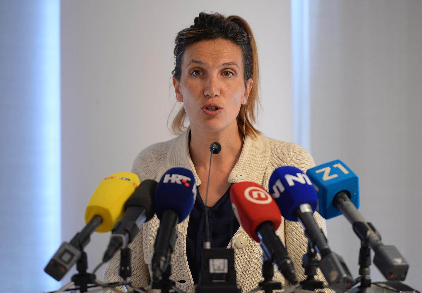 24.10.2019., Zagreb - Konferencija za medije sindikata zaposlenih hrvatskih ucitelja i Nezavisni sindikat zaposlenih u srednjim skolama o strajku u osnovnim i srednjim skolama i daljnjem tijeku strajka.Ana Tuskan.Photo: Marko Prpic/PIXSELL