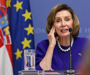 24.10.2022., Zagreb - predsjednica Zastupnickog doma Kongresa SAD-a Nancy Pelosi govorila je na konferenciji za medije nakon sastanka s predsjednikom Vlade RH Andrejom Plenkovicem u Banskim dvorima. Photo: Jurica Galoic/PIXSELL