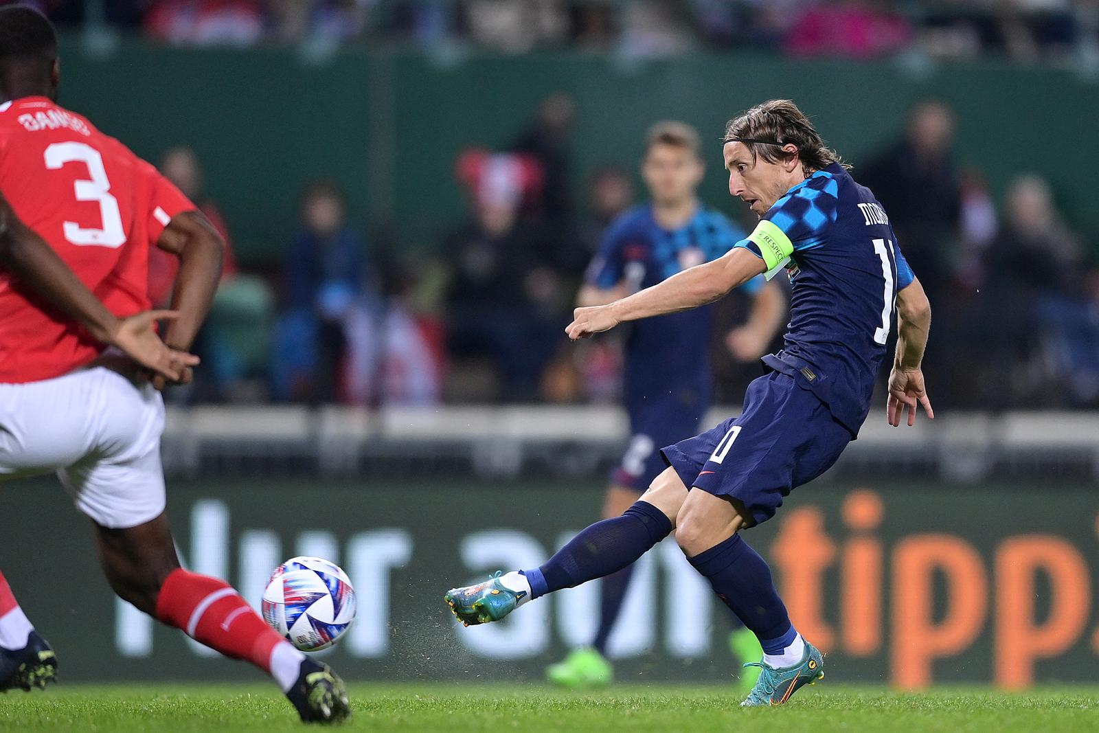 25.09.2022., stadion Ernst Happel, Bec, Austrija - UEFA Liga nacija, Liga A, skupina 1, 6. kolo, Austrija - Hrvatska. Luka Modric.  Photo: Igor Soban/PIXSELL