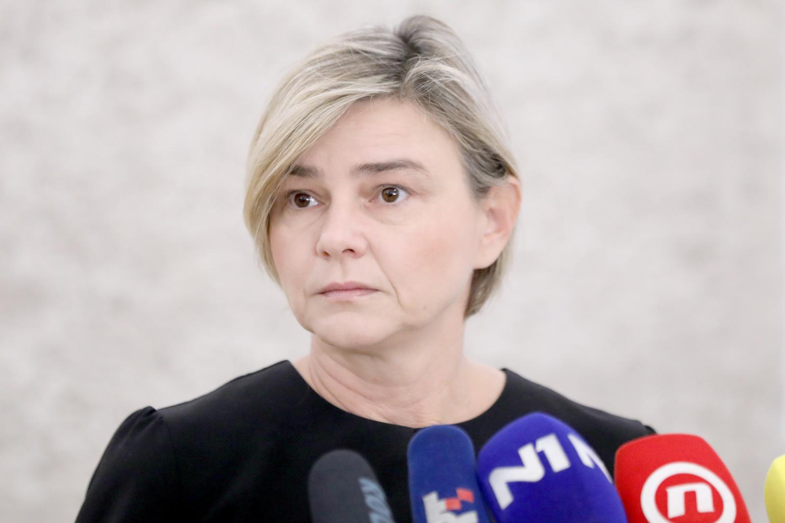 28.10.2022., Zagreb - Na konferenciji za medije odrzanoj u Saboru zastupnice Sandra Bencic i Ivana Kekin govorile su o stanju u zdravstvu i izbornim jedinicama. Photo: Patrik Macek/PIXSELL