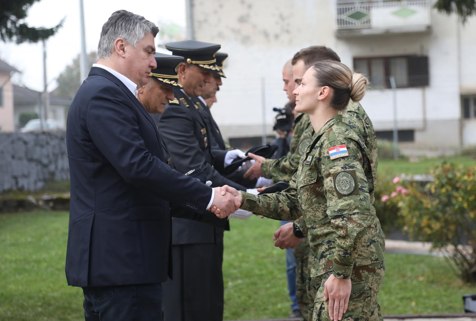 28.10.2022., Gospic - Predsjednik Republike i vrhovni zapovjednik Oruzanih snaga Republike Hrvatske, Zoran Milanovic, sudjelovao je na obiljezavanju 30. obljetnice ustrojavanja 9. gardijske brigade "Vukovi" i ustrojavanja Motorizirane bojne "Vukovi". Photo: Dusko Jaramaz/PIXSELL