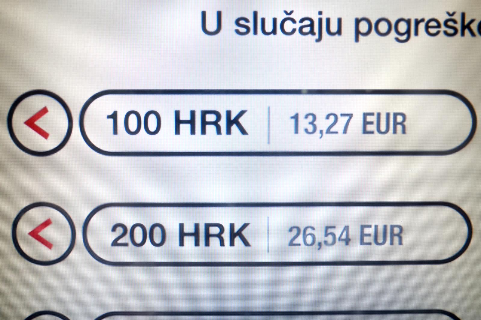 29.07.2021., Zagreb - Zapocelo je dvojno prikazivanje valuta na bankomatima u EUR i KN.  Photo: Tomislav Miletic/PIXSELL