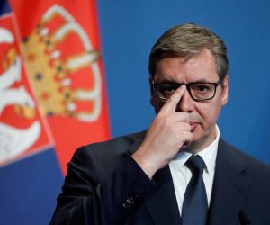 Serbian President Aleksandar Vucic attends a joint news conference with Hungarian Prime Minister Viktor Orban and Austrian Chancellor Karl Nehammer (both not pictured), in Budapest, Hungary October 3, 2022. REUTERS/Bernadett Szabo Photo: BERNADETT SZABO/REUTERS