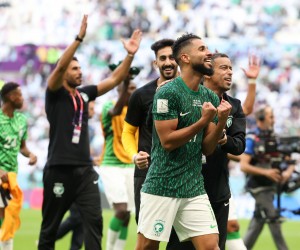 221122 -- LUSAIL, Nov. 22, 2022 -- Saleh Alshehri of Saudi Arabia celebrates after the Group C match between Argentina and Saudi Arabia at the 2022 FIFA World Cup, WM, Weltmeisterschaft, Fussball at Lusail Stadium in Lusail, Qatar, Nov. 22, 2022.  SPQATAR-LUSAIL-2022 WORLD CUP-GROUP C-ARG VS KSA HanxYan PUBLICATIONxNOTxINxCHN