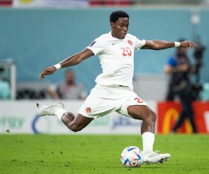 221123 Jonathan David of Canada during the FIFA World Cup, WM, Weltmeisterschaft, Fussball 2022 football match between Belgium and Canada on November 23, 2022 in Doha. Photo: Joel Marklund / BILDBYRAN / kod JM / JM0385 bbeng fotboll football soccer fotball vm fotbolls-vm fotball-vm fotbolls-vm 2022 fifa world cup 2022 belgien belgium kanada canada *** 221123 Jonathan David of Canada during the FIFA World Cup 2022 football match between Belgium and Canada on November 23, 2022 in Doha Photo Joel Marklund PHOTO AGENCY code JM JM0385 bbeng football football soccer fotball world cup football world cup football world cup 2022 fifa world cup 2022 belgium belgium canada canada, PUBLICATIONxNOTxINxSWExNORxAUT Copyright: JOELxMARKLUND BB221123JM125