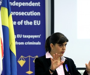 Zagreb, 04.11.2022. - Europska javna tuiteljica Laura Codru?a Kövesi odrala je u Kuæi Europe konferenciju za medije. Na fotografiji Laura Codru?a Kövesi. foto HINA/ Lana SLIVAR DOMINIÆ/ lsd