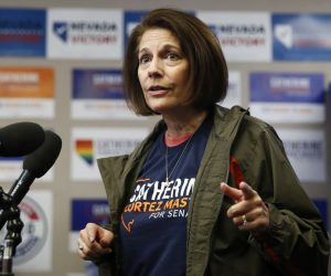 epa10292882 Democratic Senator from Nevada Catherine Cortez Masto speaks during a canvass kickoff event in Henderson, Nevada, USA, 07 November 2022. The US midterm elections are held every four years at the midpoint of each presidential term and this year include elections for all 435 seats in the House of Representatives, 35 of the 100 seats in the Senate and 36 of the 50 state governors as well as numerous other local seats and ballot issues.  EPA/CAROLINE BREHMAN